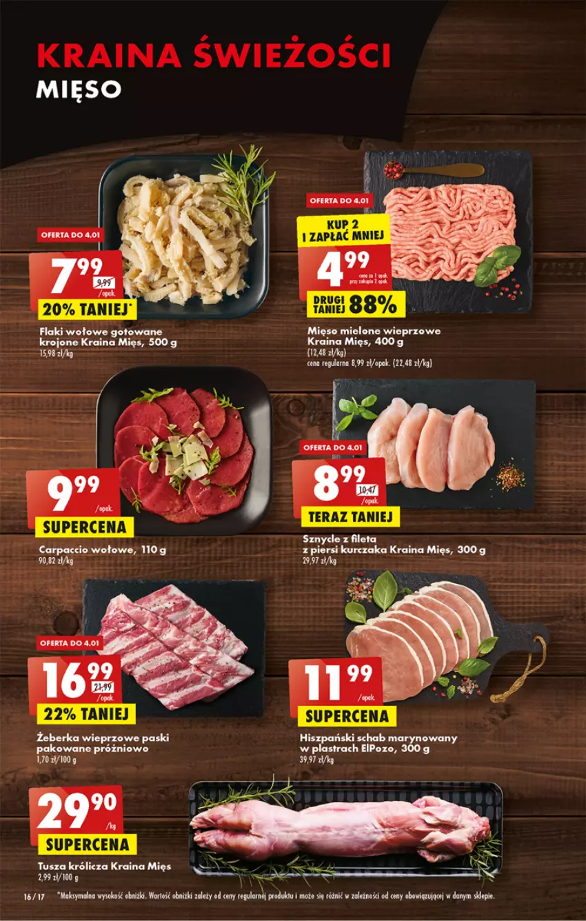 Gazetka promocyjna Biedronka - Gazetka - Biedronka.pl - ważna 02.01 do 07.01.2023 - strona 16 - produkty: Carpaccio, Flaki, Flaki wołowe, Kurczak, Mięso, Mięso mielone, Sok, Tera, Tusz