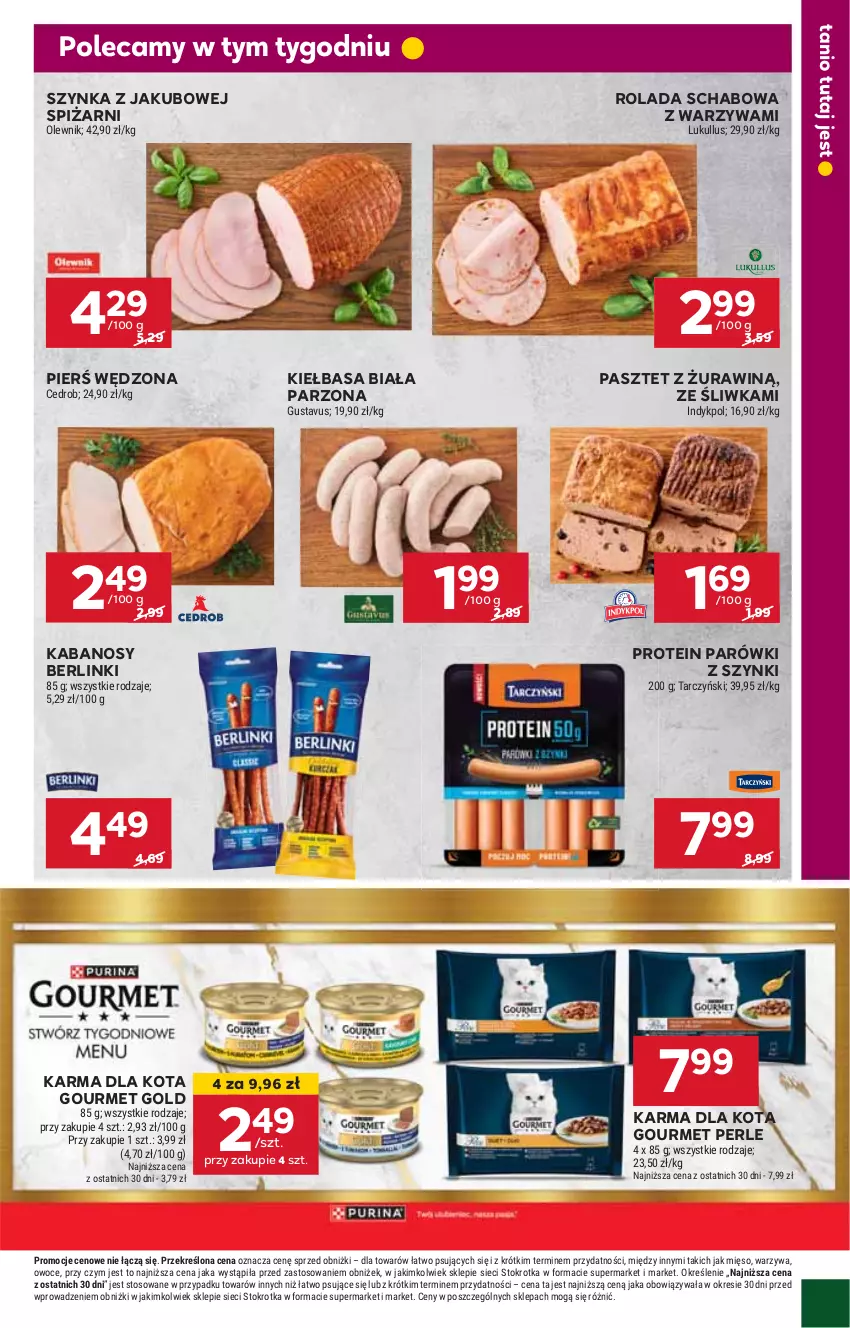 Gazetka promocyjna Stokrotka - Supermarket - ważna 20.03 do 26.03.2025 - strona 11 - produkty: Berlinki, Gourmet Gold, HP, Kabanos, Kiełbasa, Kiełbasa biała, Parówki, Parówki z szynki, Pasztet, Rolada, Szynka, Warzywa