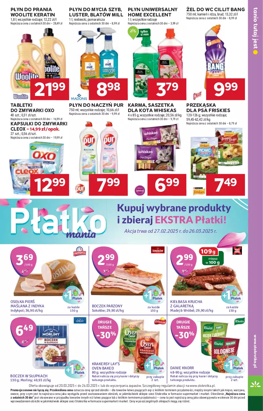 Gazetka promocyjna Stokrotka - Supermarket - ważna 20.03 do 26.03.2025 - strona 35 - produkty: Cillit Bang, Friskies, HP, Knorr, Krakersy, Lay’s, Płyn do mycia, Płyn do prania, Pur, Sos, Tablet, Tabletki do zmywarki, Whiskas, Woolite, Zmywarki