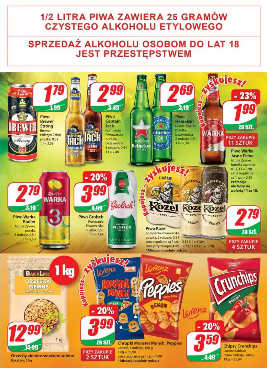 Gazetka promocyjna Dino - Gazetka - ważna 11.08 do 17.08.2021 - strona 15 - produkty: Chipsy, Chrupki, Crunchips, Lorenz, Monster Munch, Piwo, Radler, Warka