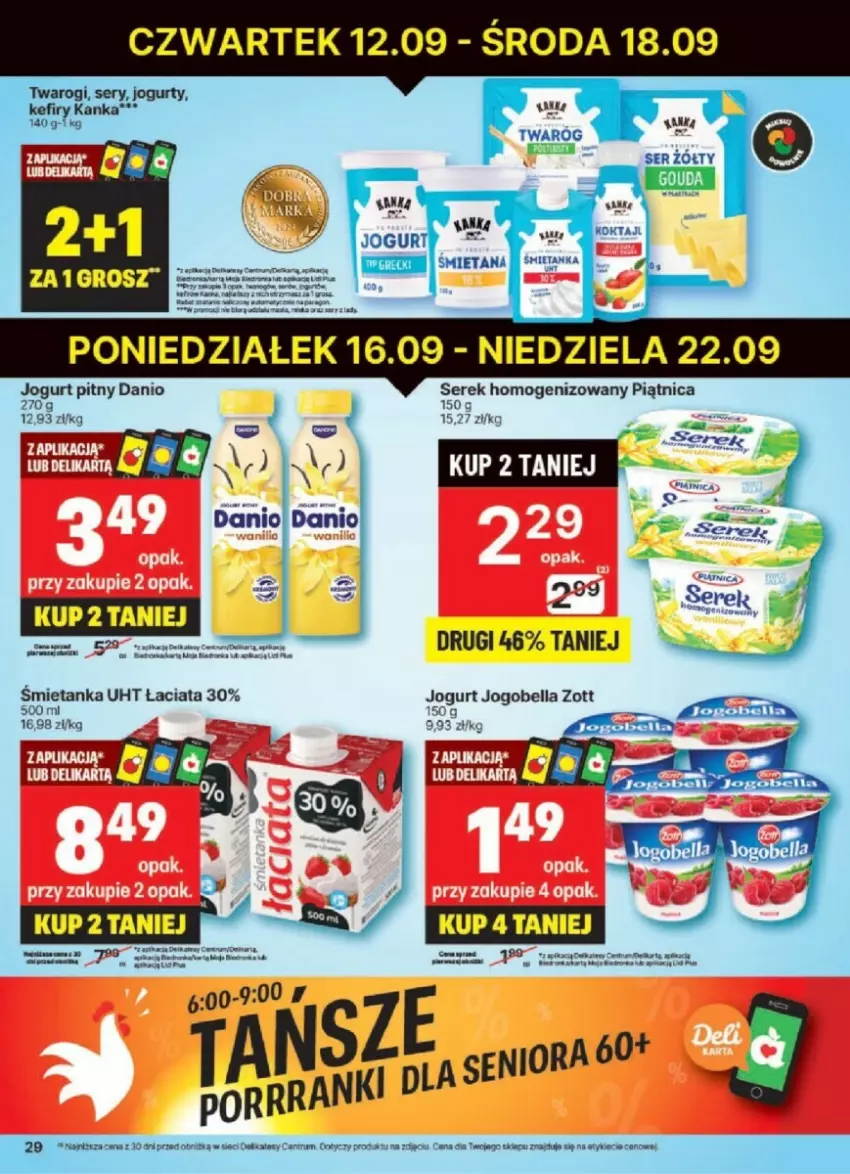 Gazetka promocyjna Delikatesy Centrum - ważna 16.09 do 22.09.2024 - strona 22 - produkty: Bell, Bella, Danio, Fa, Jogobella, Jogurt, Jogurt pitny, Piątnica, Rum, Ser, Twaróg, Zott