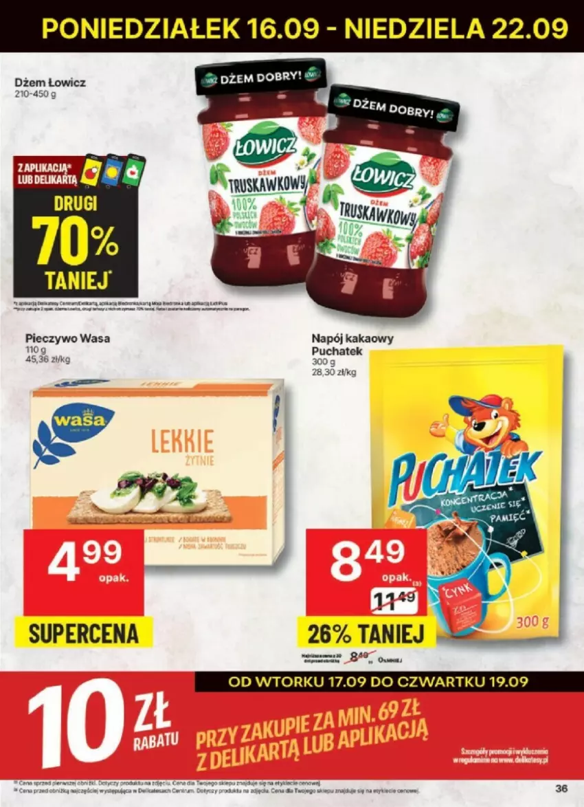 Gazetka promocyjna Delikatesy Centrum - ważna 16.09 do 22.09.2024 - strona 30 - produkty: Dżem, Kakao, Napój, Piec, Pieczywo, Rum, Wasa