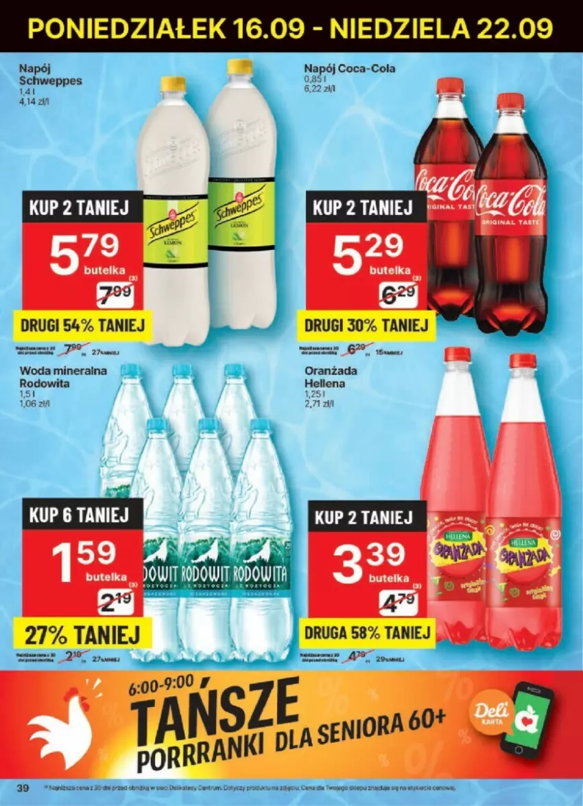 Gazetka promocyjna Delikatesy Centrum - ważna 16.09 do 22.09.2024 - strona 33 - produkty: Coca-Cola, Hellena, Napój, Oranżada, Rum, Schweppes, Woda, Woda mineralna