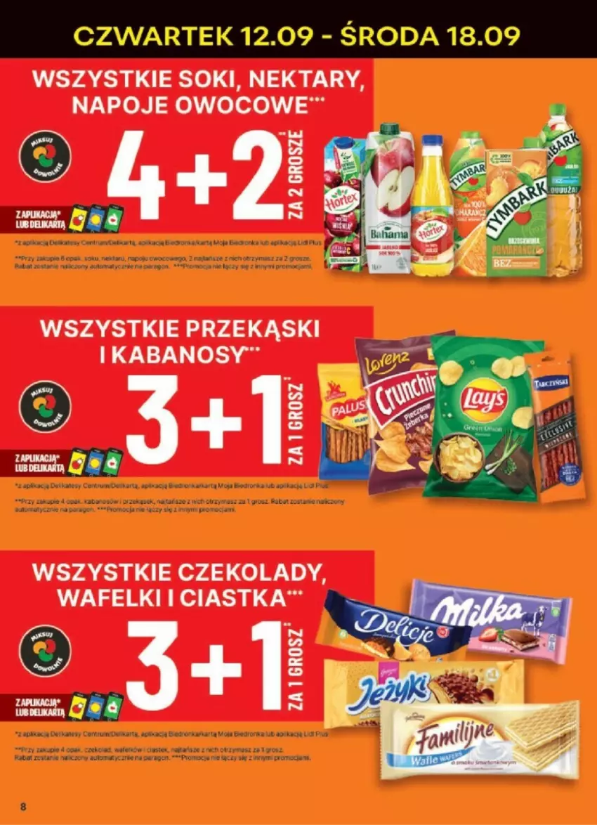 Gazetka promocyjna Delikatesy Centrum - ważna 16.09 do 22.09.2024 - strona 44 - produkty: Ciastka, Kabanos, Napoje, Nektar, Sok