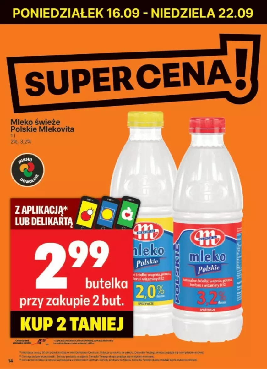 Gazetka promocyjna Delikatesy Centrum - ważna 16.09 do 22.09.2024 - strona 6 - produkty: Mleko, Mlekovita