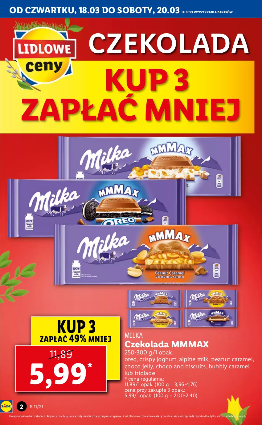 Gazetka promocyjna Lidl - GAZETKA - ważna 18.03 do 20.03.2021 - strona 2 - produkty: Czekolada, Milka, Oreo