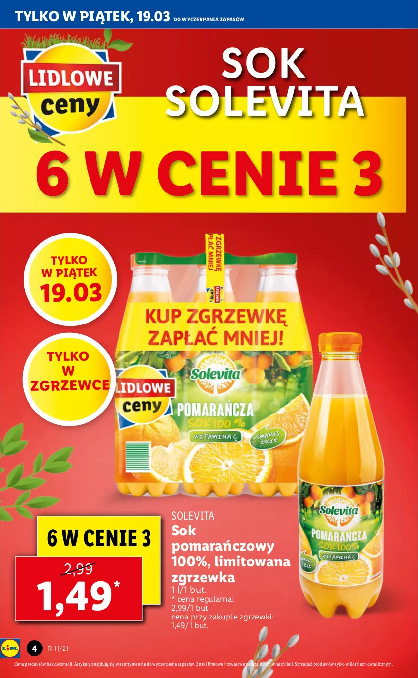 Gazetka promocyjna Lidl - GAZETKA - ważna 18.03 do 20.03.2021 - strona 4 - produkty: Sok, Sok pomarańczowy