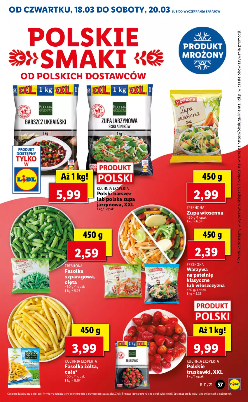 Gazetka promocyjna Lidl - GAZETKA - ważna 18.03 do 20.03.2021 - strona 57 - produkty: Fa, Kuchnia, Truskawki, Warzywa, Zupa