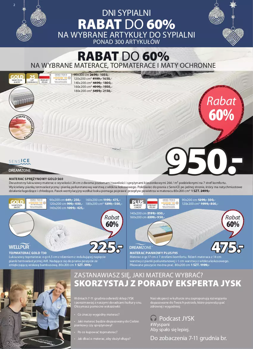 Gazetka promocyjna Jysk - Oferta tygodnia - ważna 06.12 do 26.12.2022 - strona 3 - produkty: Fa, Kokos, Materac, Materac piankowy, Materac sprężynowy, Pasek, Pokrowiec, Por, Sok, Tera, Top, Zdrowie