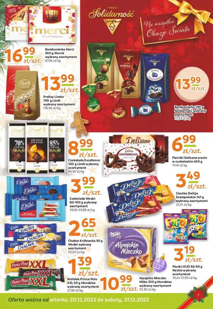 Gazetka promocyjna Gama - Gazetka Gama - ważna 20.12 do 31.12.2022 - strona 4 - produkty: Chałwa, Ciastka, Czekolada, Delicje, Isana, Lindor, Lindt, Merci, Milka, Mleczko, Piernik, Praliny, Precle, Prince Polo, Wafelek