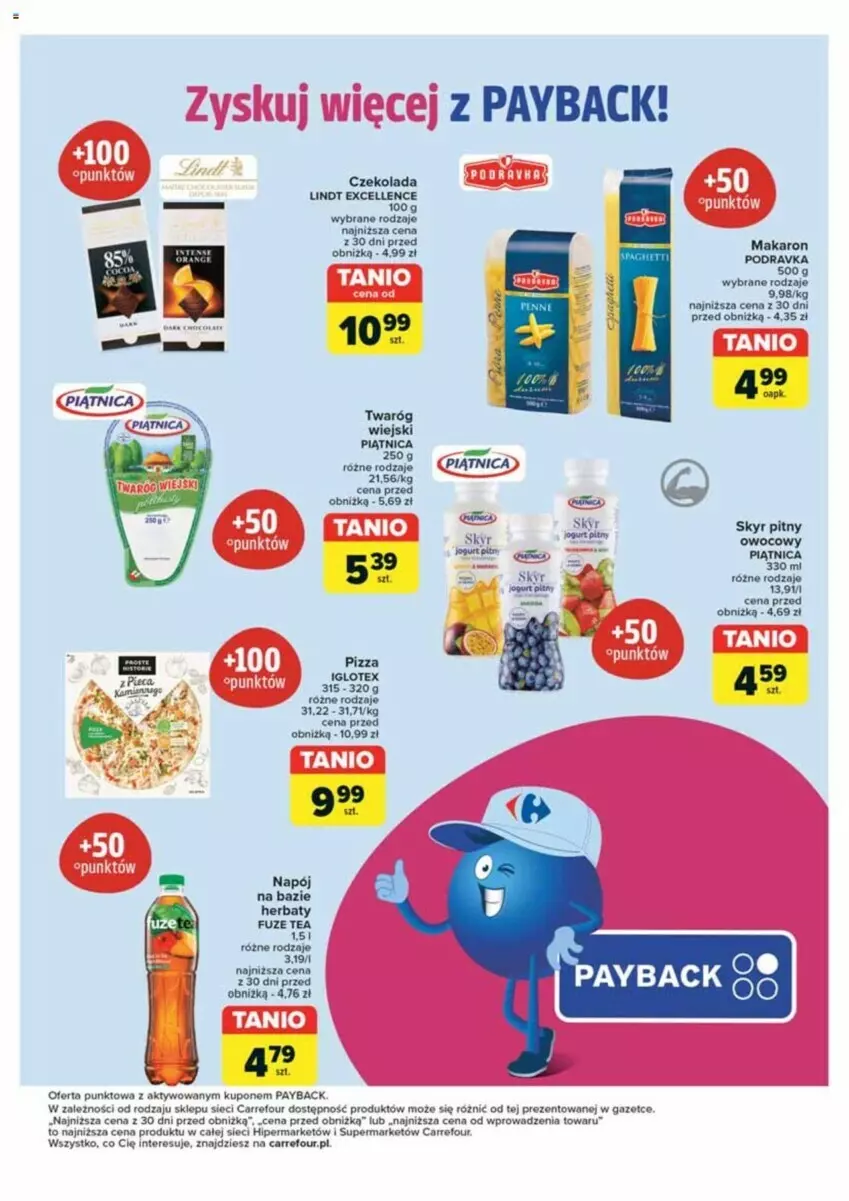 Gazetka promocyjna Carrefour - ważna 18.06 do 22.06.2024 - strona 36 - produkty: Czekolada, Lindt, Makaron, Napój, Piątnica, Pizza, Podravka