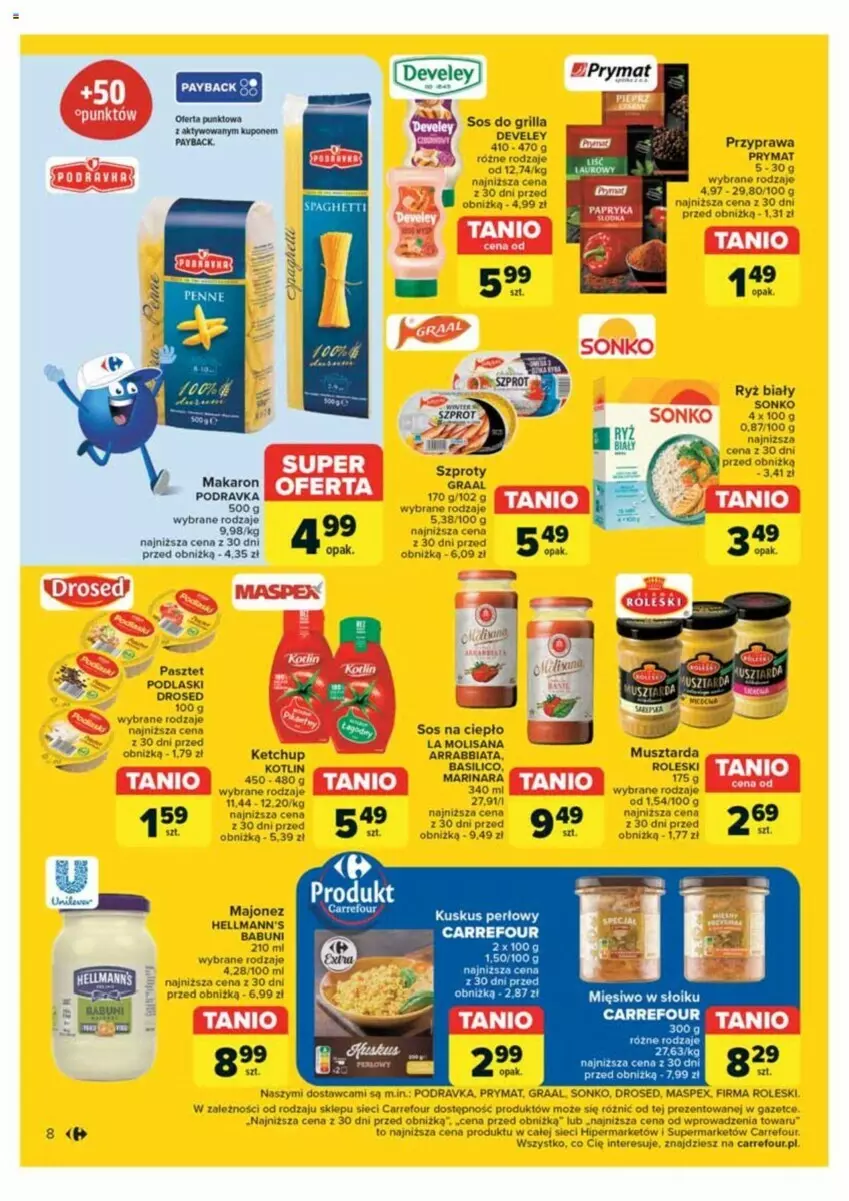 Gazetka promocyjna Carrefour - ważna 18.06 do 22.06.2024 - strona 4 - produkty: Gra, Graal, Grill, Isana, Ketchup, Kotlin, Majonez, Makaron, Mus, Musztarda, Pasztet, Podlaski, Podravka, Prymat, Ryż, Ryż biały, Sonko, Sos, Szprot