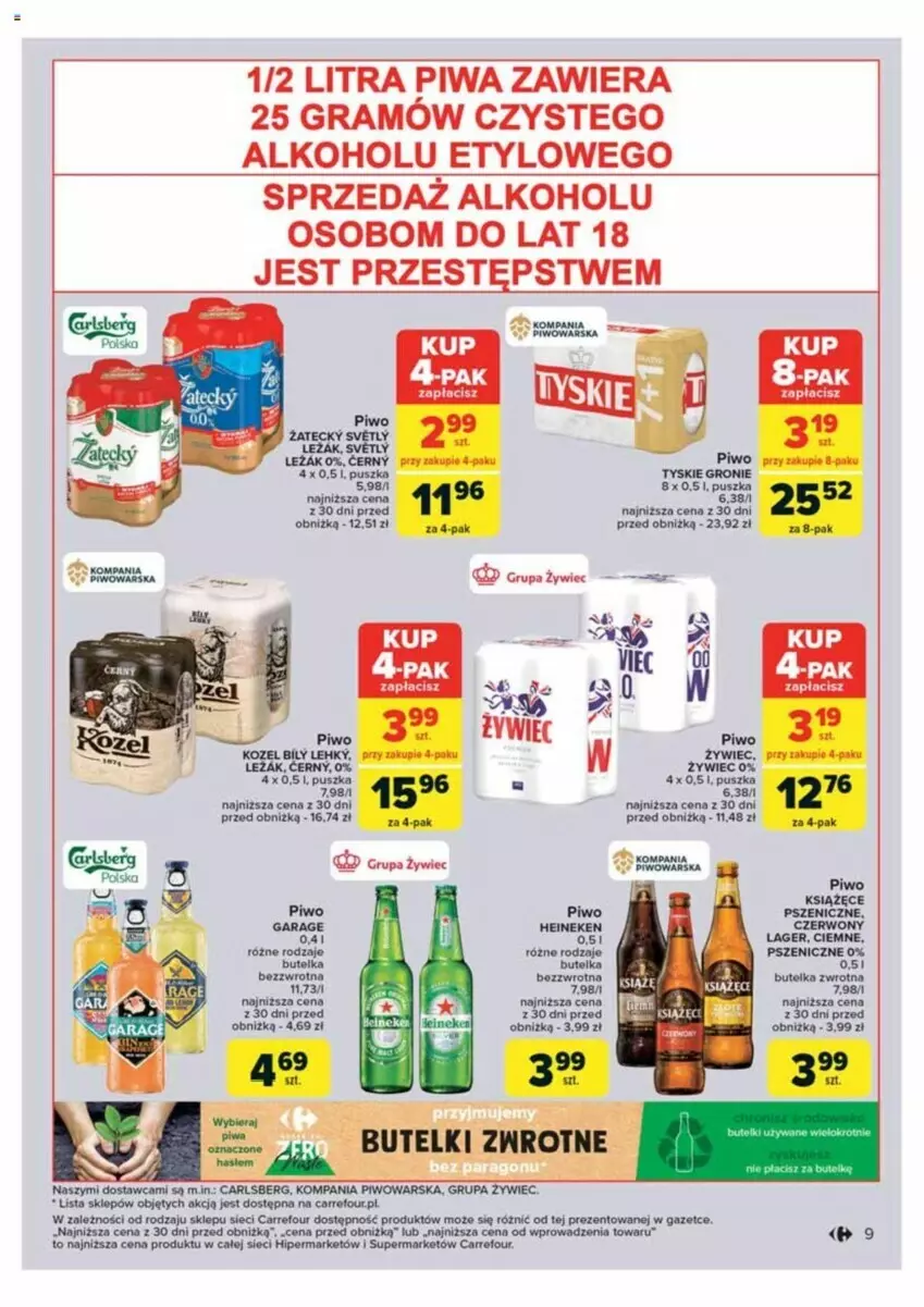 Gazetka promocyjna Carrefour - ważna 18.06 do 22.06.2024 - strona 5 - produkty: Carlsberg, Gra, Heineken, Kozel, Książęce, Piwa, Piwo