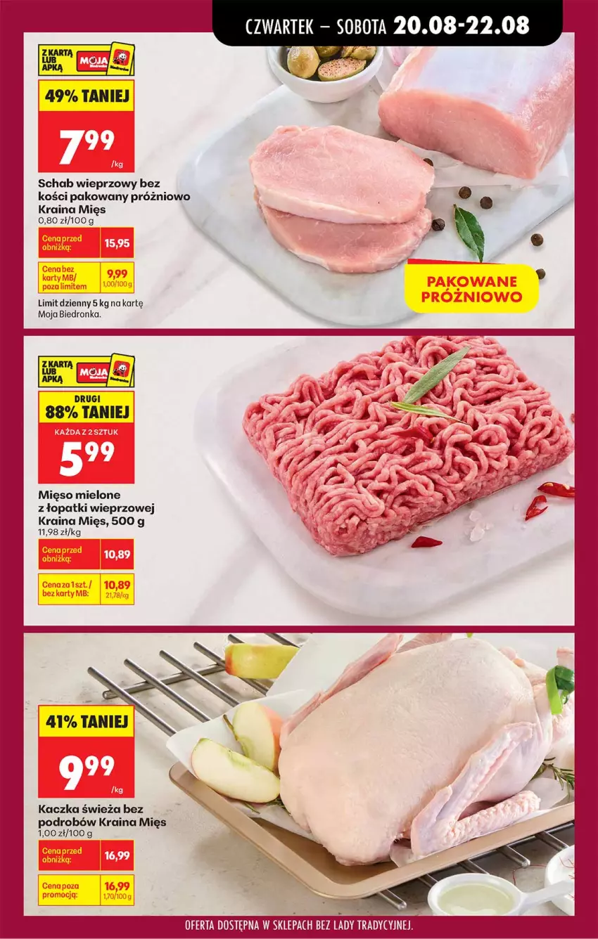 Gazetka promocyjna Biedronka - Od Czwartku - ważna 20.08 do 26.08.2026 - strona 23 - produkty: Fa, Kaczka, Mięso, Mięso mielone, Mięso mielone z łopatki wieprzowej, Pur, Schab wieprzowy
