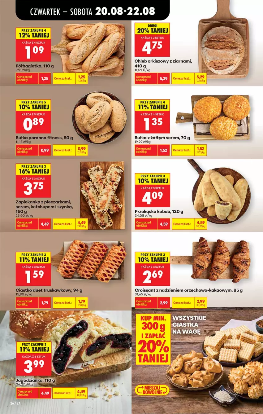 Gazetka promocyjna Biedronka - Od Czwartku - ważna 20.08 do 26.08.2026 - strona 26 - produkty: Bagietka, Bułka, Chleb, Croissant, Jagodzianka, Kakao, Kebab, Ketchup, Piec, Pieczarka, Półbagietka, Por, Ser, Zapiekanka