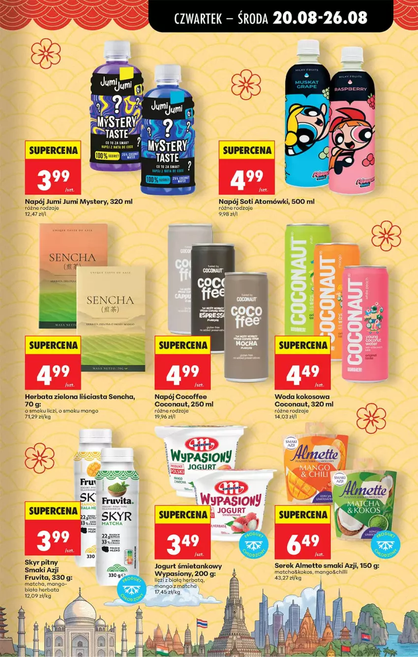 Gazetka promocyjna Biedronka - Od Czwartku - ważna 20.08 do 26.08.2026 - strona 43 - produkty: Almette, Herbata, Jogurt, Kokos, Liczi, Mango, Napój, Ser, Serek, Woda