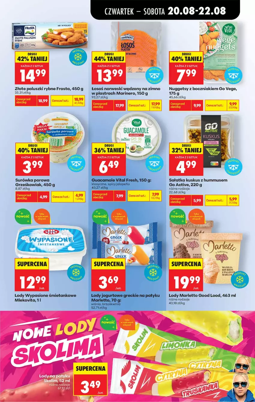 Gazetka promocyjna Biedronka - Od Czwartku - ważna 20.08 do 26.08.2026 - strona 45 - produkty: Amol, Balony, Boczniak, Frosta, Hummus, Kuskus, Lody, Mleko, Mlekovita, Mus, Por, Sałat, Sałatka, Surówka