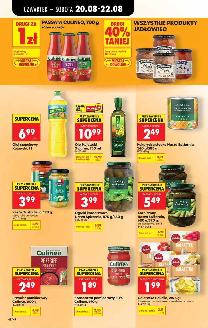 Gazetka promocyjna Biedronka - Od Czwartku - ważna 20.08 do 26.08.2026 - strona 48 - produkty: Bell, Fa, Gala, Galaretka, Gres, Koncentrat pomidorowy, Korniszony, Kujawski, Kukurydza, Ogórki konserwowe, Olej, Olej rzepakowy, Pesto, Ser