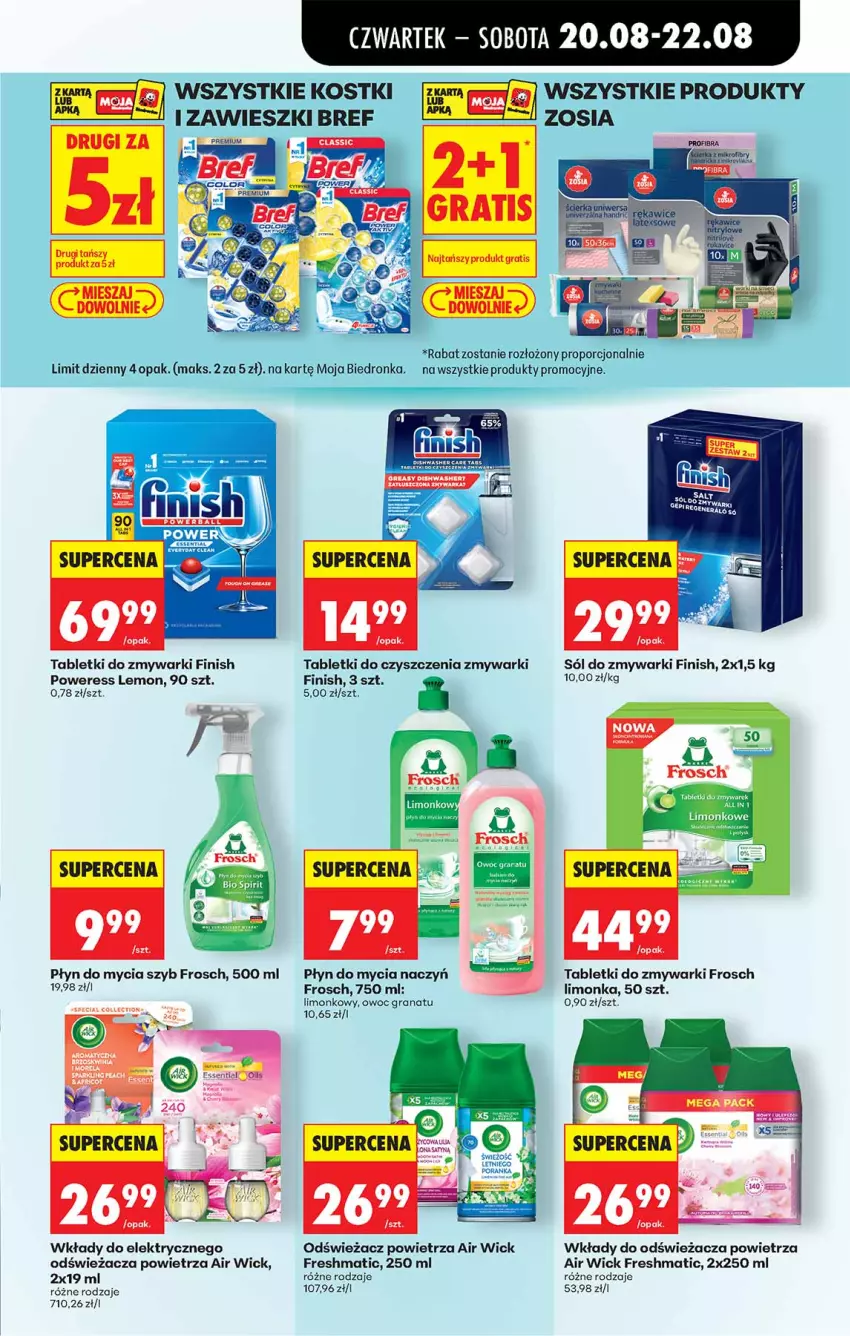 Gazetka promocyjna Biedronka - Od Czwartku - ważna 20.08 do 26.08.2026 - strona 61 - produkty: Air Wick, Bref, Do mycia naczyń, Finish, Frosch, Gra, Granat, Limonka, Płyn do mycia, Płyn do mycia naczyń, Por, Sól, Tablet, Tabletki do zmywarki, Zawieszki, Zmywarki