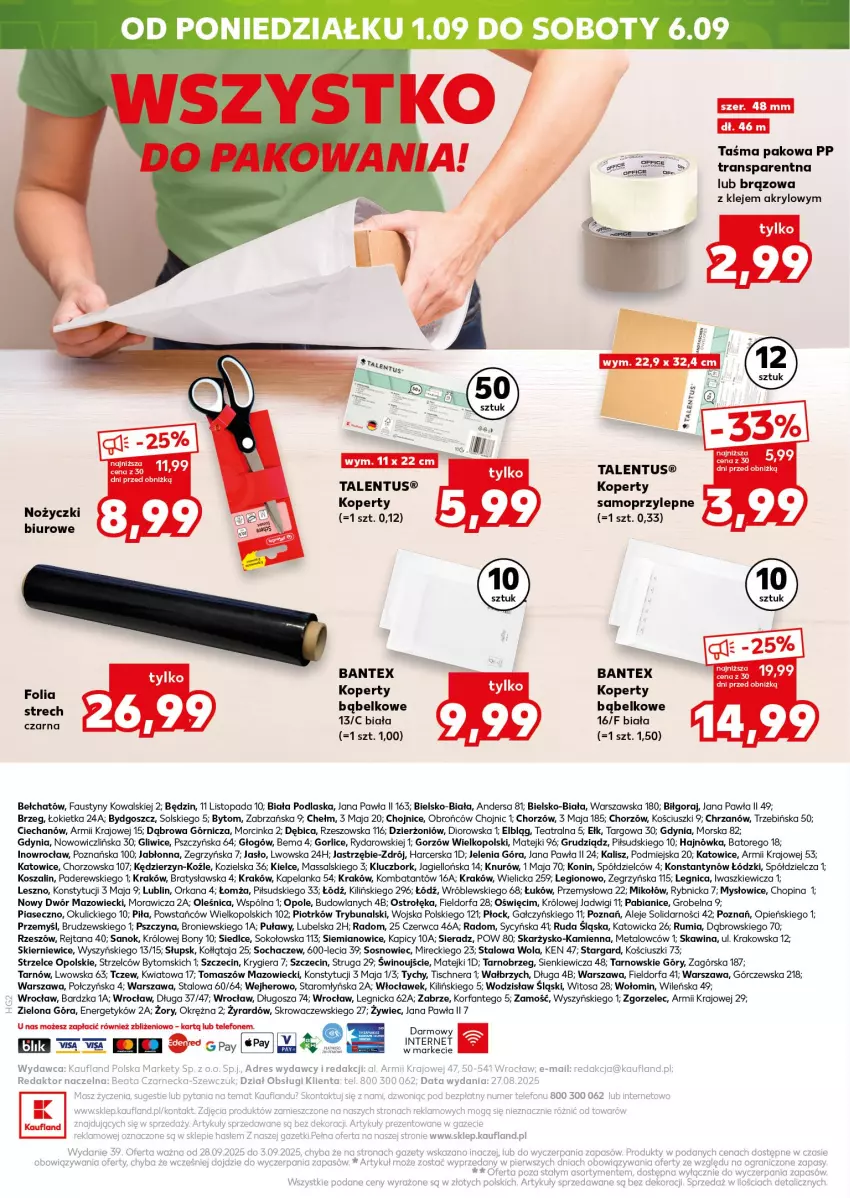 Gazetka promocyjna Kaufland - Kaufland - ważna 28.08 do 03.09.2025 - strona 20 - produkty: BIC, Biuro, Chrzan, Dior, Dres, Fa, Inka, Klej, Kosz, Mop, Noż, Nożyczki, Orka, Rum, Sok, Sos, Szal, Taśma pakowa, Top, Tran, Wino