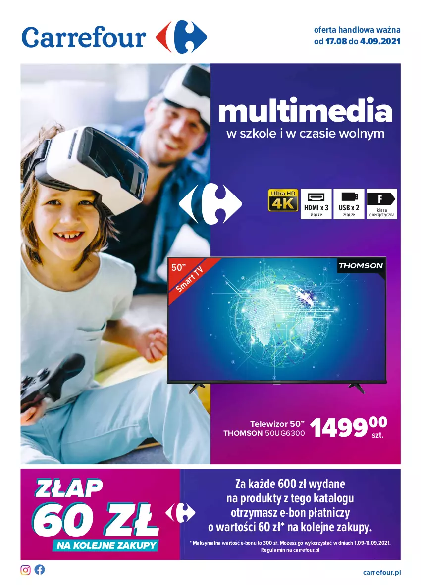 Gazetka promocyjna Carrefour - Gazetka Multimedia - ważna 16.08 do 04.09.2021 - strona 1 - produkty: Olej, Telewizor, Thomson