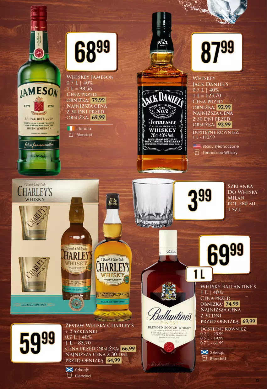 Gazetka promocyjna Dino - Katalog alkoholowy / marzec 2024 - ważna 25.03 do 30.03.2024 - strona 13 - produkty: Ballantine's, Jameson, Lanki, Szklanka, Whiskey, Whisky