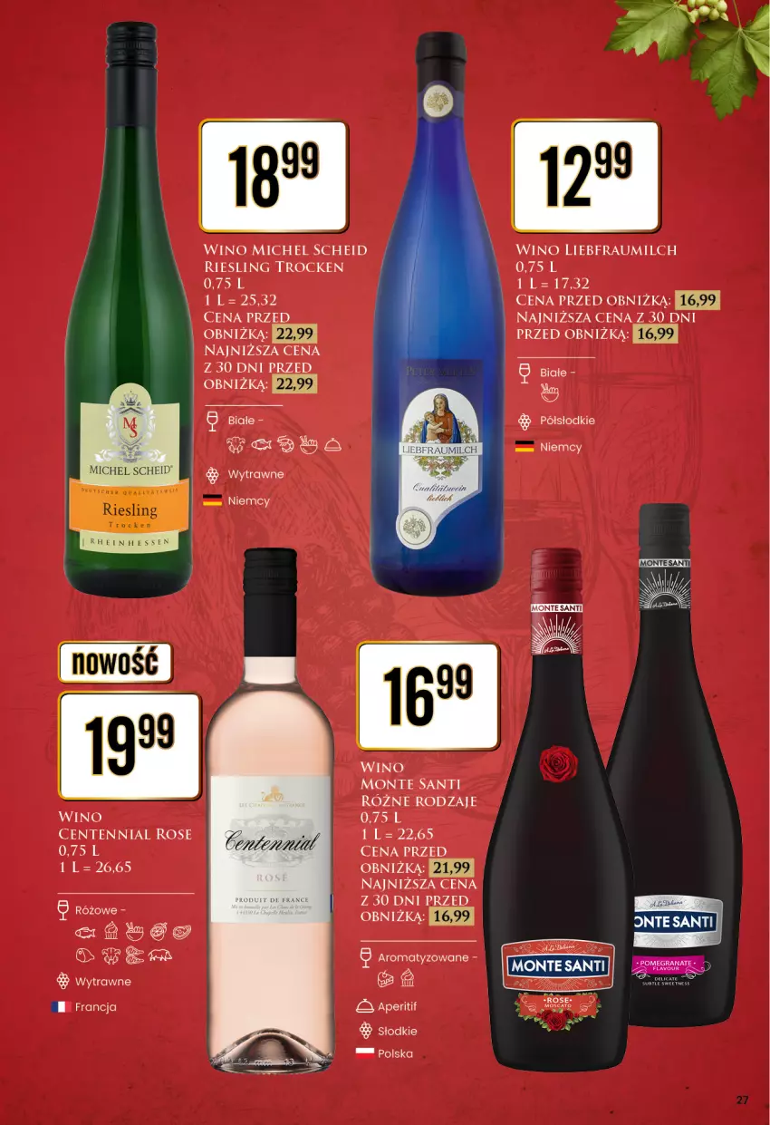 Gazetka promocyjna Dino - Katalog alkoholowy / marzec 2024 - ważna 25.03 do 30.03.2024 - strona 27 - produkty: Monte, Monte Santi, Wino