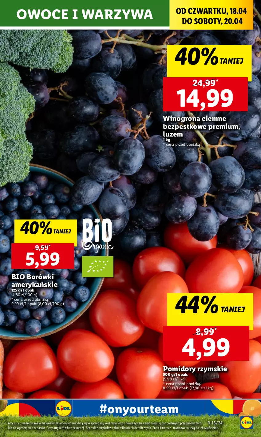 Gazetka promocyjna Lidl - GAZETKA - ważna 18.04 do 20.04.2024 - strona 19 - produkty: Owoce, Pomidory, Warzywa, Wino, Winogrona