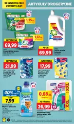 Gazetka promocyjna Lidl - GAZETKA - Gazetka - ważna od 20.04 do 20.04.2024 - strona 38 - produkty: Papier, Bref, Papier toaletowy, Płyn do płukania, Flora, Ariel, Kapsułki do prania