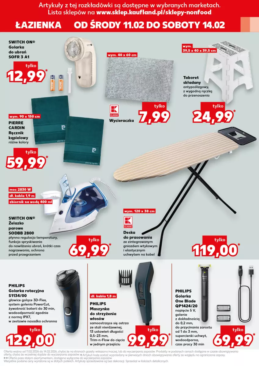 Gazetka promocyjna Kaufland - Kaufland - ważna 11.02 do 18.02.2026 - strona 19 - produkty: Golarka, Maszynka, Philips, Por, Ręcznik, Ręcznik kąpielowy, Szynka, Taboret, Taboret składany, Wycieraczka