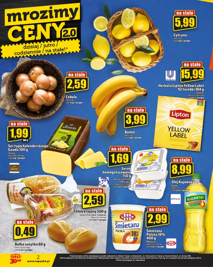 Gazetka promocyjna Topaz - Gazetka - ważna 21.09 do 27.09.2023 - strona 2 - produkty: Bułka, Cebula, Feta, Gouda, Herbata, Lipton, Piec, Por, Ser, Top