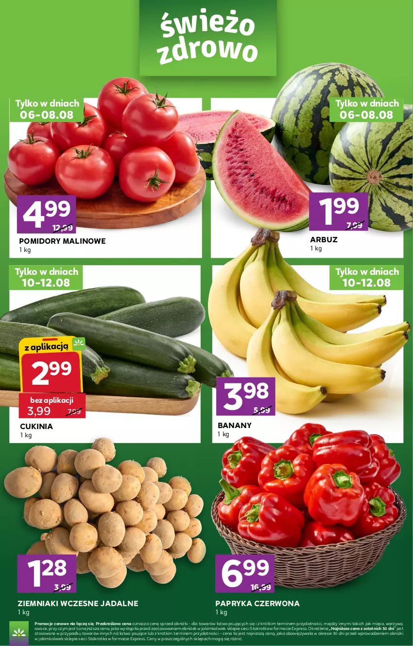 Gazetka promocyjna Stokrotka - Express - ważna 06.08 do 12.08.2026 - strona 2 - produkty: Arbuz, Banany, Mięso, Owoce, Papryka, Papryka czerwona, Pomidory, Warzywa, Ziemniaki