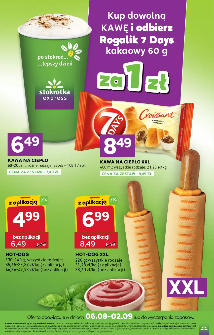 Gazetka promocyjna Stokrotka - Express - ważna 06.08 do 12.08.2026 - strona 5 - produkty: 7 Days, Kakao, Kawa, Mięso, Owoce, Rogal, Warzywa