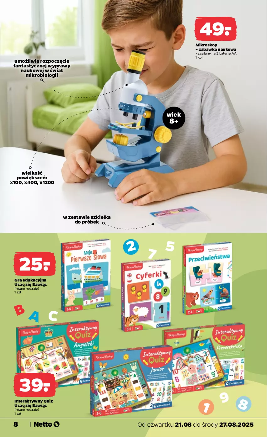Gazetka promocyjna Netto - Od Czwartku Przemysłowa - ważna 21.08 do 27.08.2025 - strona 8 - produkty: Fa, Fanta, Gra, Mikroskop, Quiz, Silan, Tera, Zabawka