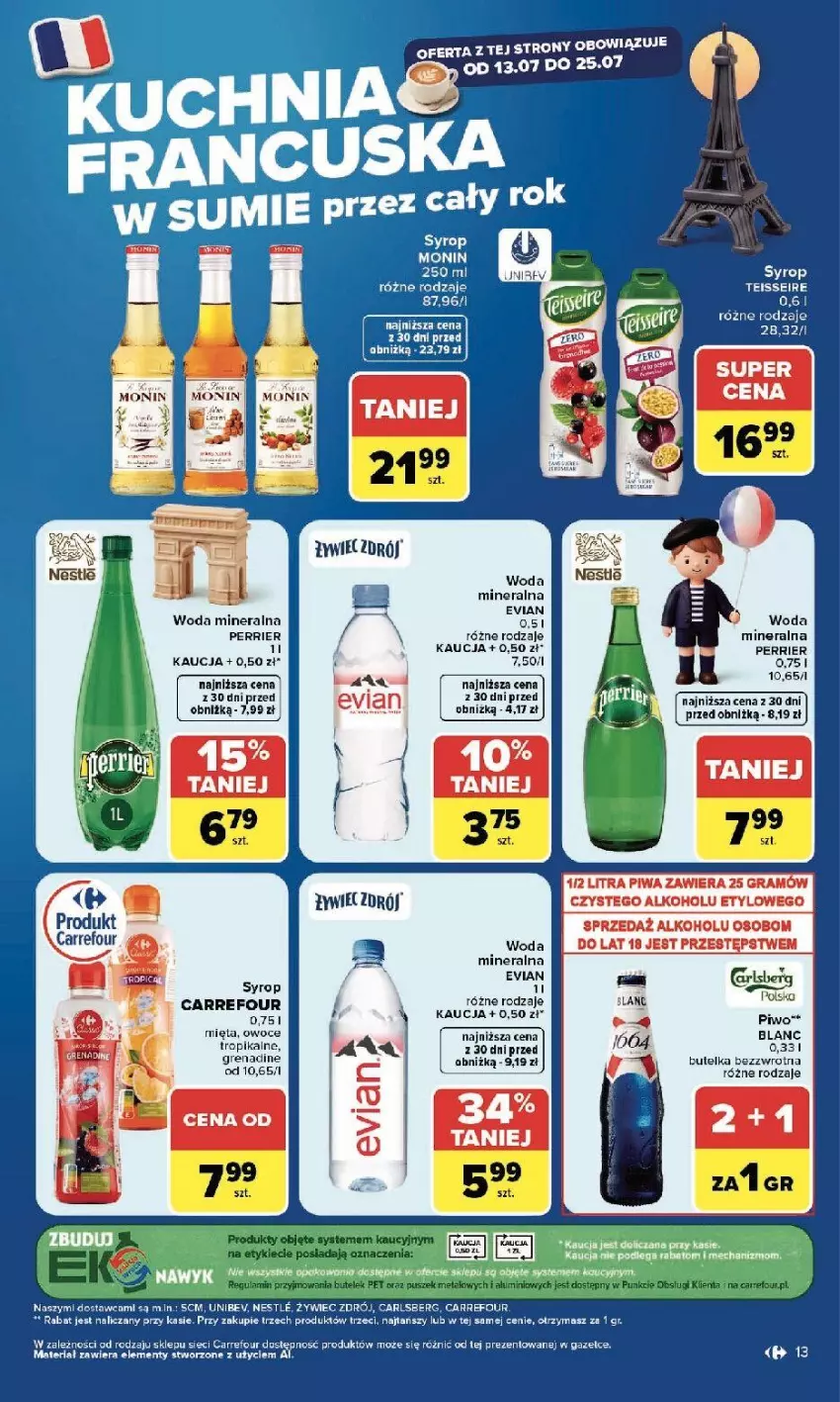 Gazetka promocyjna Carrefour - Gazetka Kuchnia francuska - ważna 13.07 do 25.07.2026 - strona 13 - produkty: Fa, Gin, Mięta, Owoce, Piwo, Ser, Syrop, Woda, Woda mineralna
