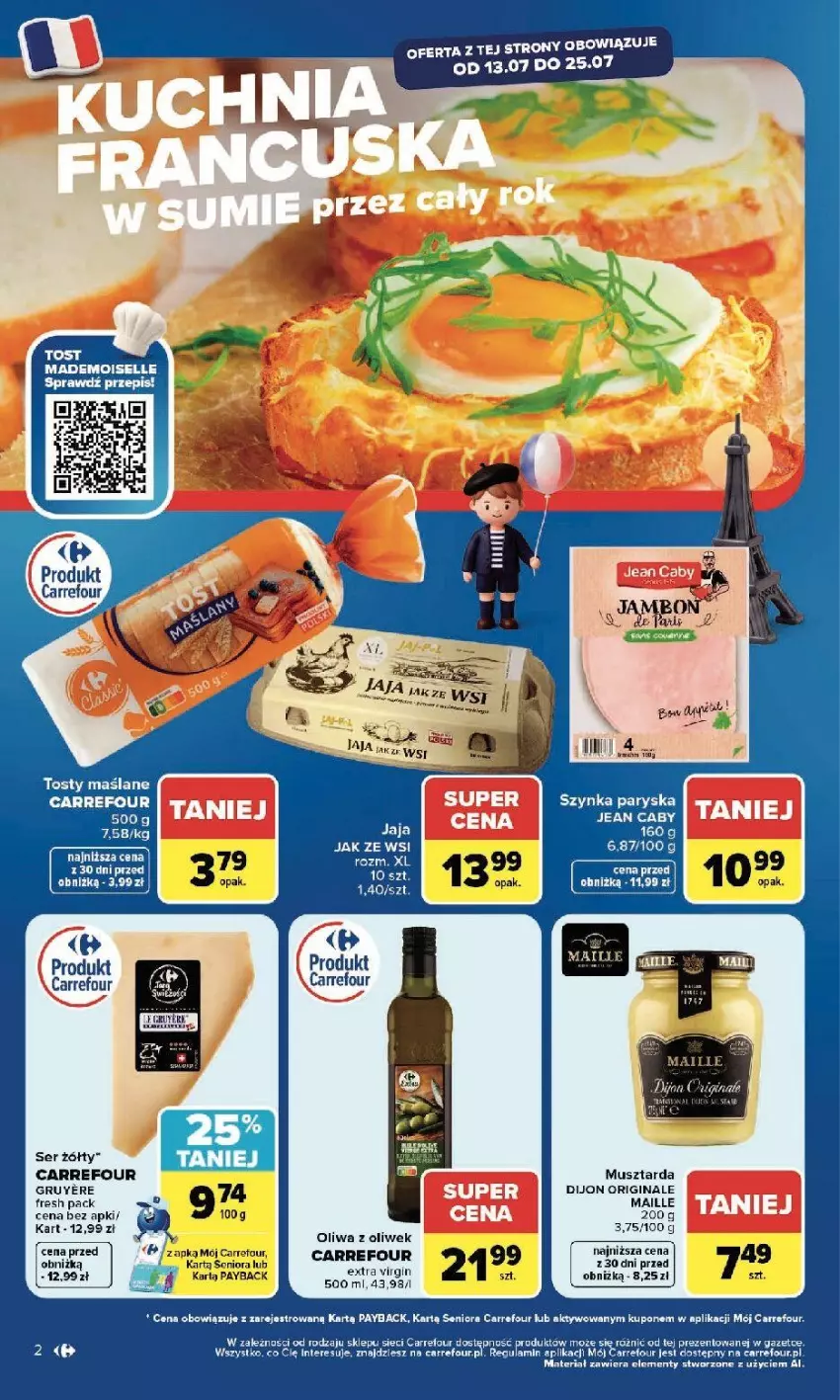 Gazetka promocyjna Carrefour - Gazetka Kuchnia francuska - ważna 13.07 do 25.07.2026 - strona 2 - produkty: Fa, Gin, Mus, Musztarda, Oliwa, Oliwa z oliwek, Ser, Szynka