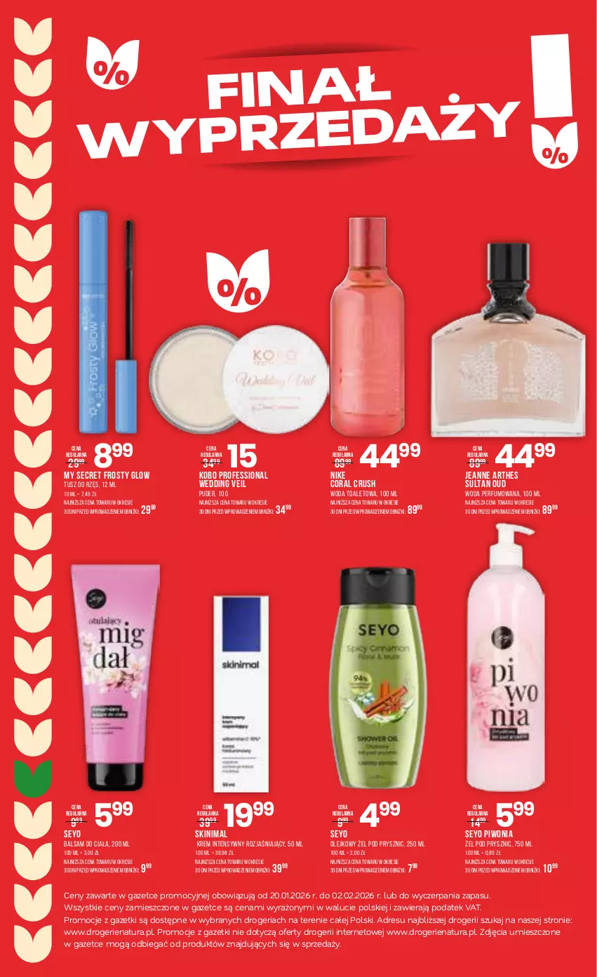 Gazetka promocyjna Drogerie Natura - Gazetka Drogerie Natura - ważna 20.01 do 02.02.2026 - strona 16 - produkty: Balsam do ciała, Dres, JBL, KOBO, Nike, Olej, Perfum, Piwo, Puder, Tusz, Woda, Woda perfumowana, Woda toaletowa