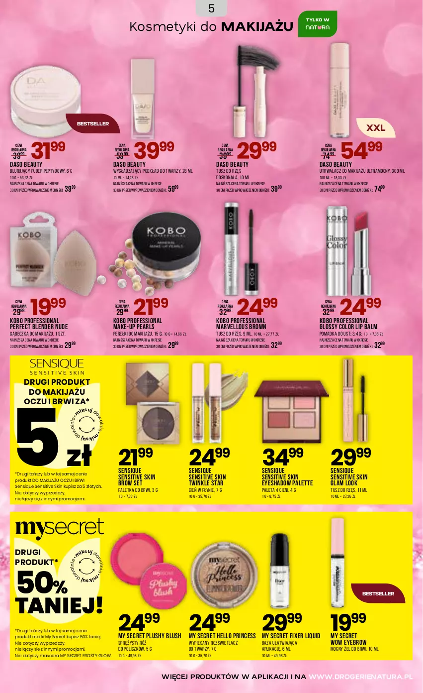 Gazetka promocyjna Drogerie Natura - Gazetka Drogerie Natura - ważna 20.01 do 02.02.2026 - strona 5 - produkty: Blender, Cień, KOBO, Makijaż, Paleta, Palette, Podkład, Podkład do twarzy, Puder, Róż do policzków, Rozświetlacz, Tusz
