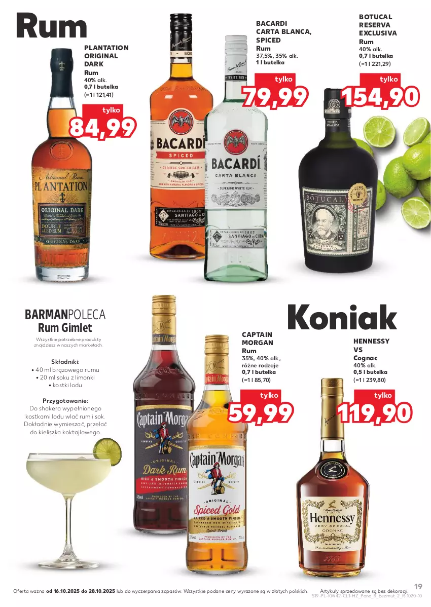 Gazetka promocyjna Kaufland - Barek Kauflandu - ważna 16.10 do 28.10.2025 - strona 19 - produkty: Bacardi, Captain Morgan, Gin, Plantation, Rum, Ser, Sok