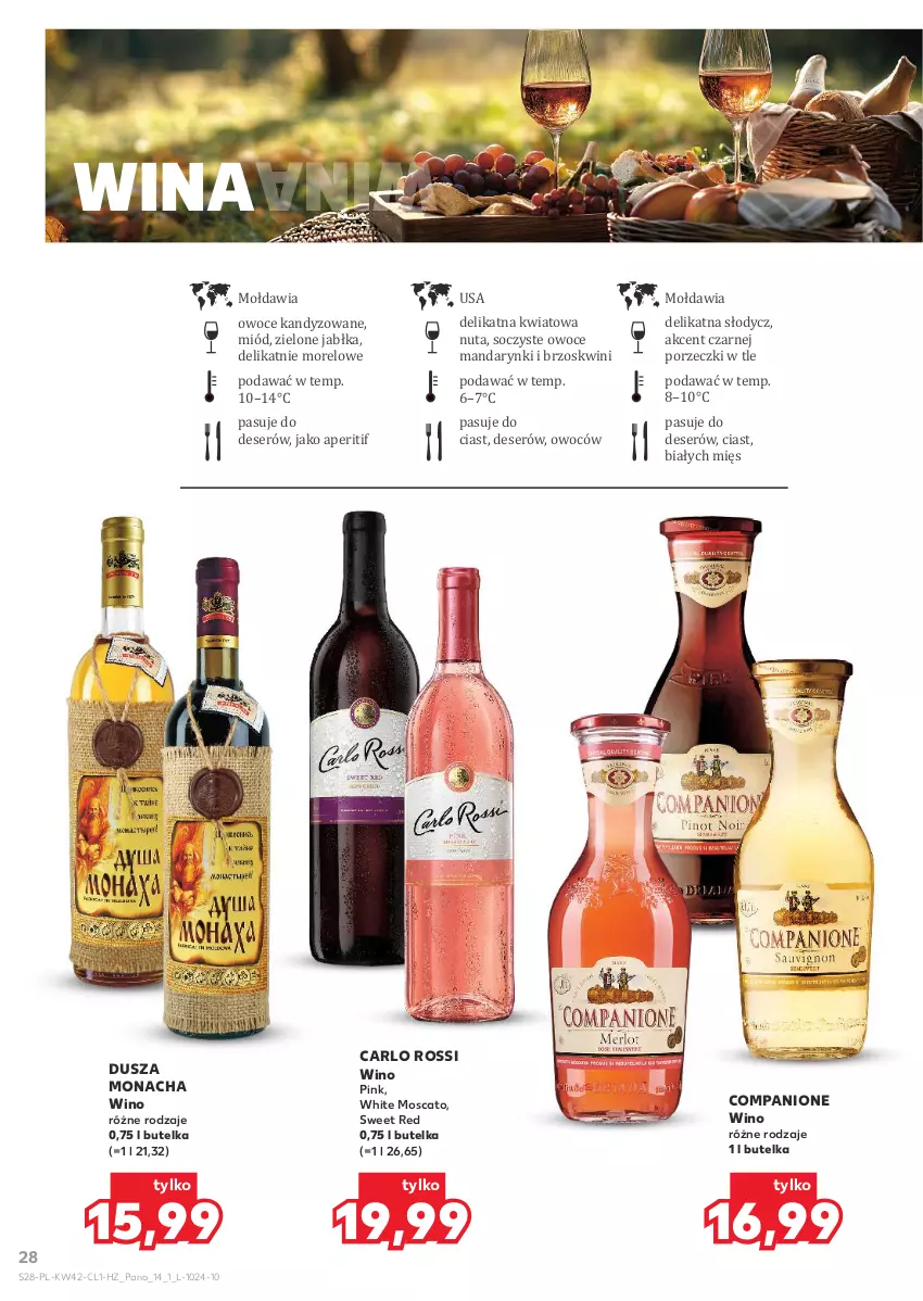 Gazetka promocyjna Kaufland - Barek Kauflandu - ważna 16.10 do 28.10.2025 - strona 28 - produkty: AniOne, Carlo Rossi, Deser, Jabłka, Mandarynki, Miód, Owoce, Por, Ser, Wino
