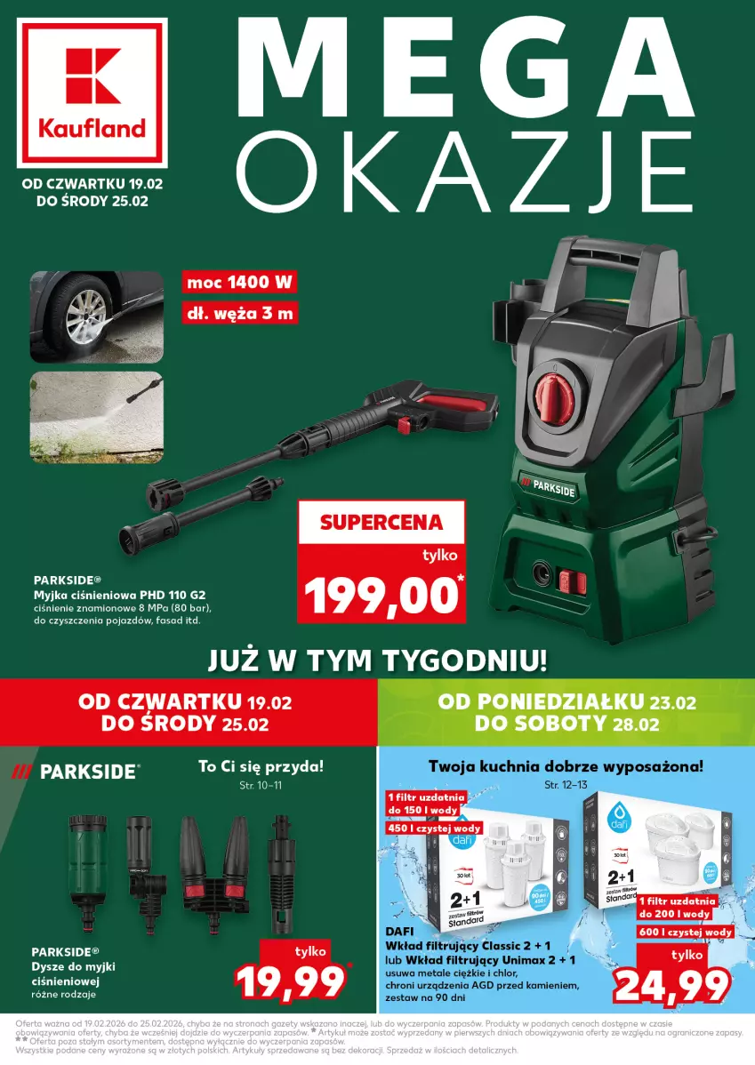 Gazetka promocyjna Kaufland - Kaufland - ważna 19.02 do 25.02.2026 - strona 1 - produkty: Kuchnia, Myjka ciśnieniowa, Parkside, Sencor, Wkład filtrujący