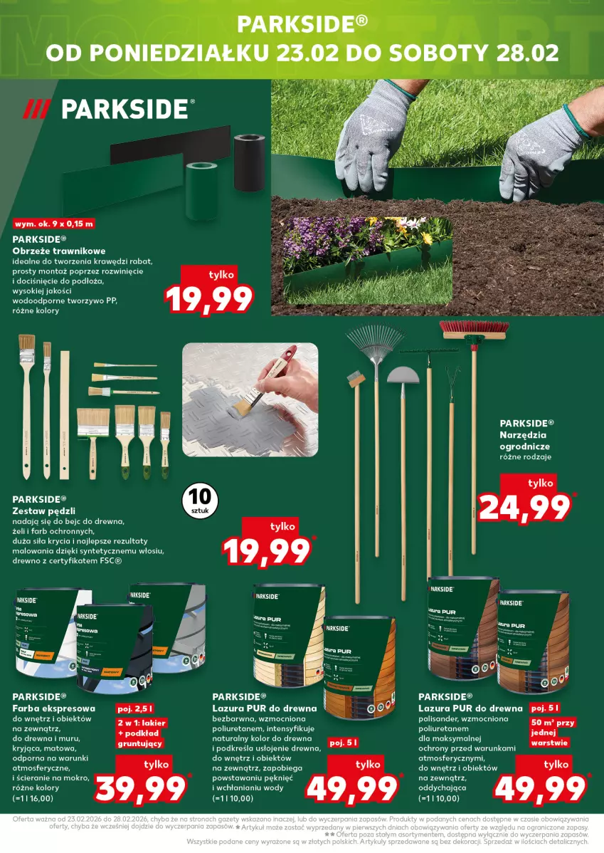 Gazetka promocyjna Kaufland - Kaufland - ważna 19.02 do 25.02.2026 - strona 20 - produkty: Fa, Lakier, Lazur, Parkside, Podkład, Por, Pur, Sok, Zestaw pędzli
