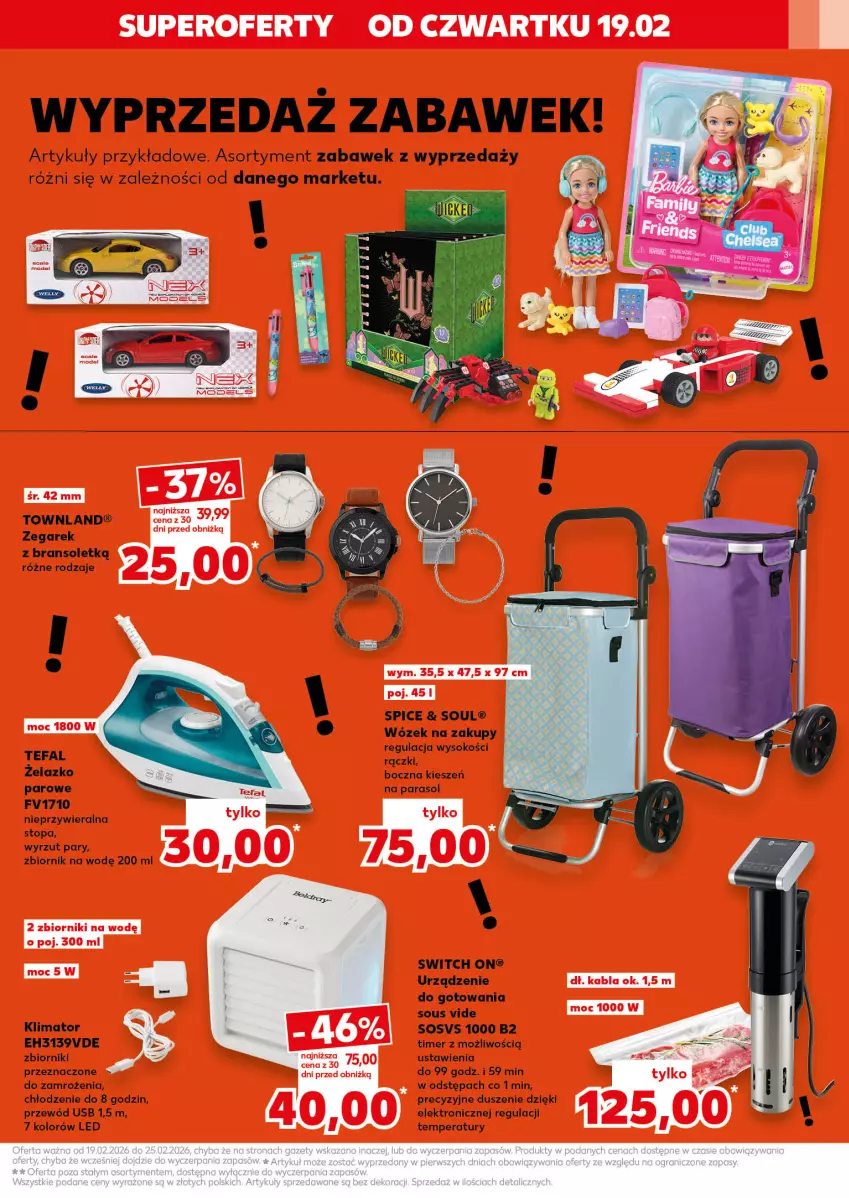 Gazetka promocyjna Kaufland - Kaufland - ważna 19.02 do 25.02.2026 - strona 5 - produkty: Fa, Parasol, Przewód, Sok, Sos, Tefal, Top, Wózek, Wózek na zakupy, Zegar, Zegarek