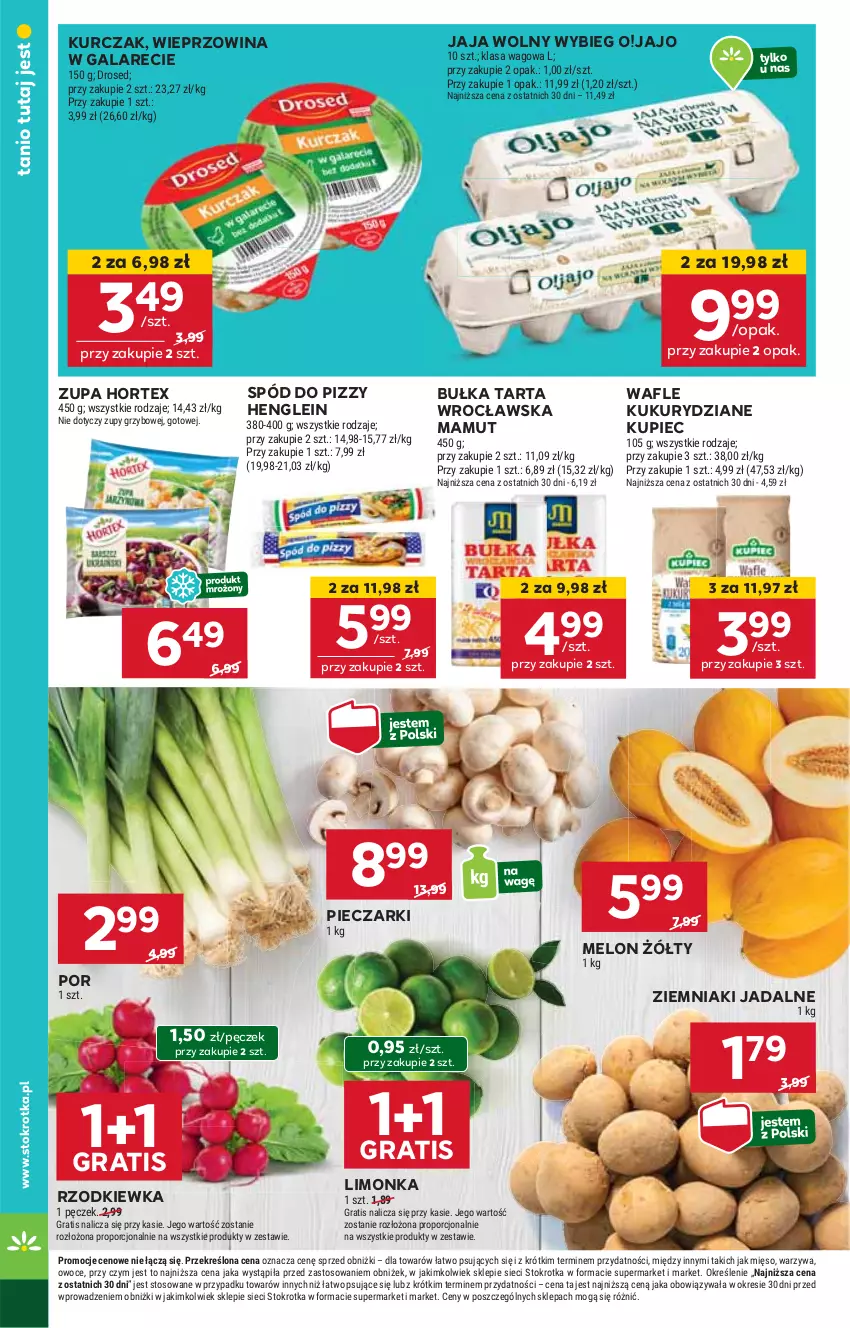 Gazetka promocyjna Stokrotka - Market Opole/Radom - ważna 06.03 do 12.03.2025 - strona 10 - produkty: Bułka, Bułka tarta, Gala, Gra, Hortex, HP, Jaja, Kupiec, Kurczak, Limonka, Melon, Piec, Por, Rzodkiewka, Spód do pizzy, Tarta, Wafle, Wieprzowina, Ziemniaki, Zupa