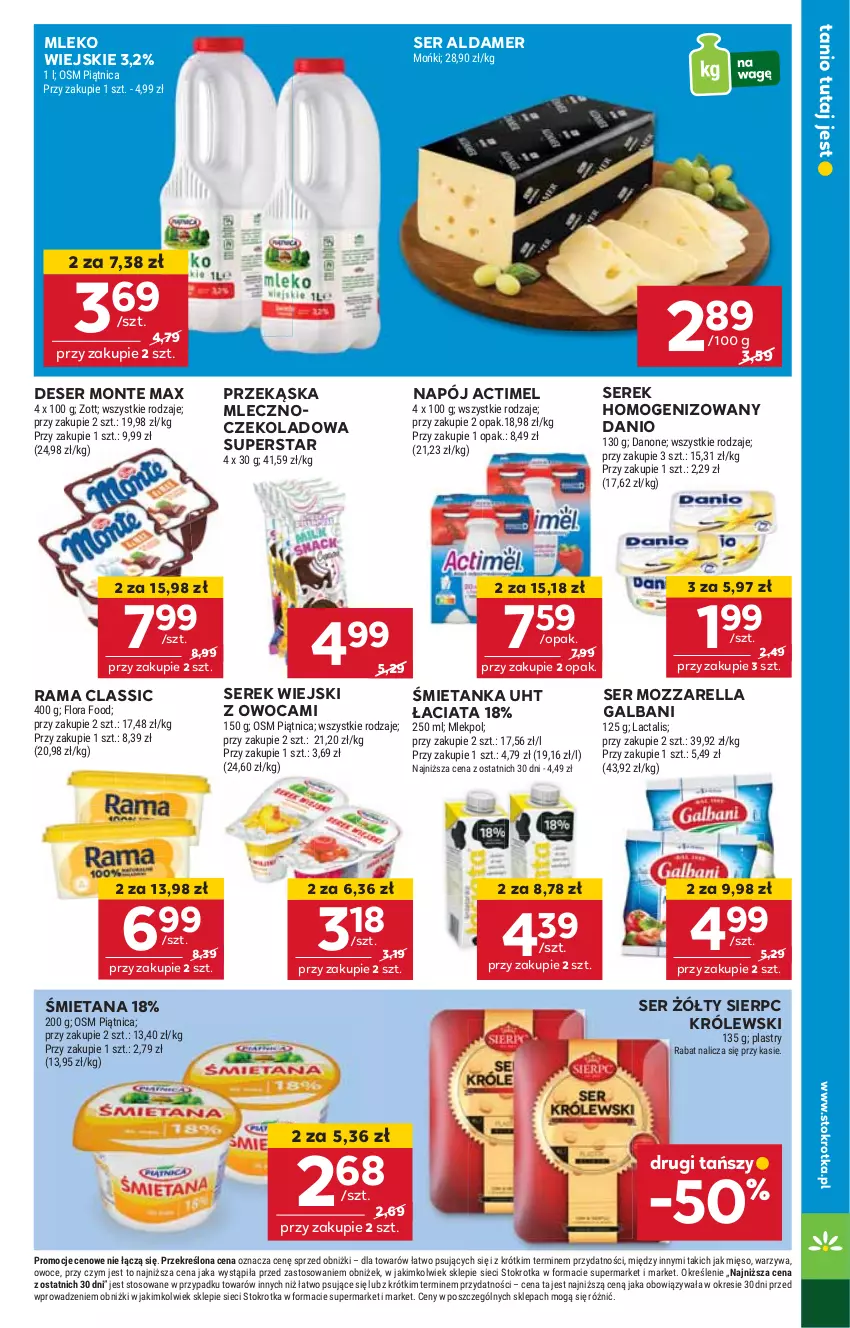 Gazetka promocyjna Stokrotka - Market Opole/Radom - ważna 06.03 do 12.03.2025 - strona 11 - produkty: Actimel, Danio, Deser, Galbani, HP, Królewski, Mleko, Monte, Mozzarella, Napój, Rama, Ser, Serek, Serek homogenizowany, Serek wiejski