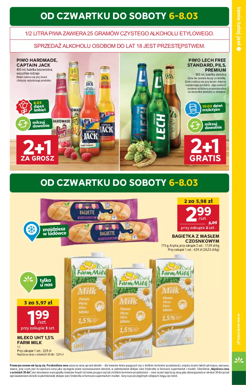 Gazetka promocyjna Stokrotka - Market Opole/Radom - ważna 06.03 do 12.03.2025 - strona 3 - produkty: Bagietka, Captain Jack, Fa, Farm Milk, Gra, HP, Mleko, Piwa, Piwo