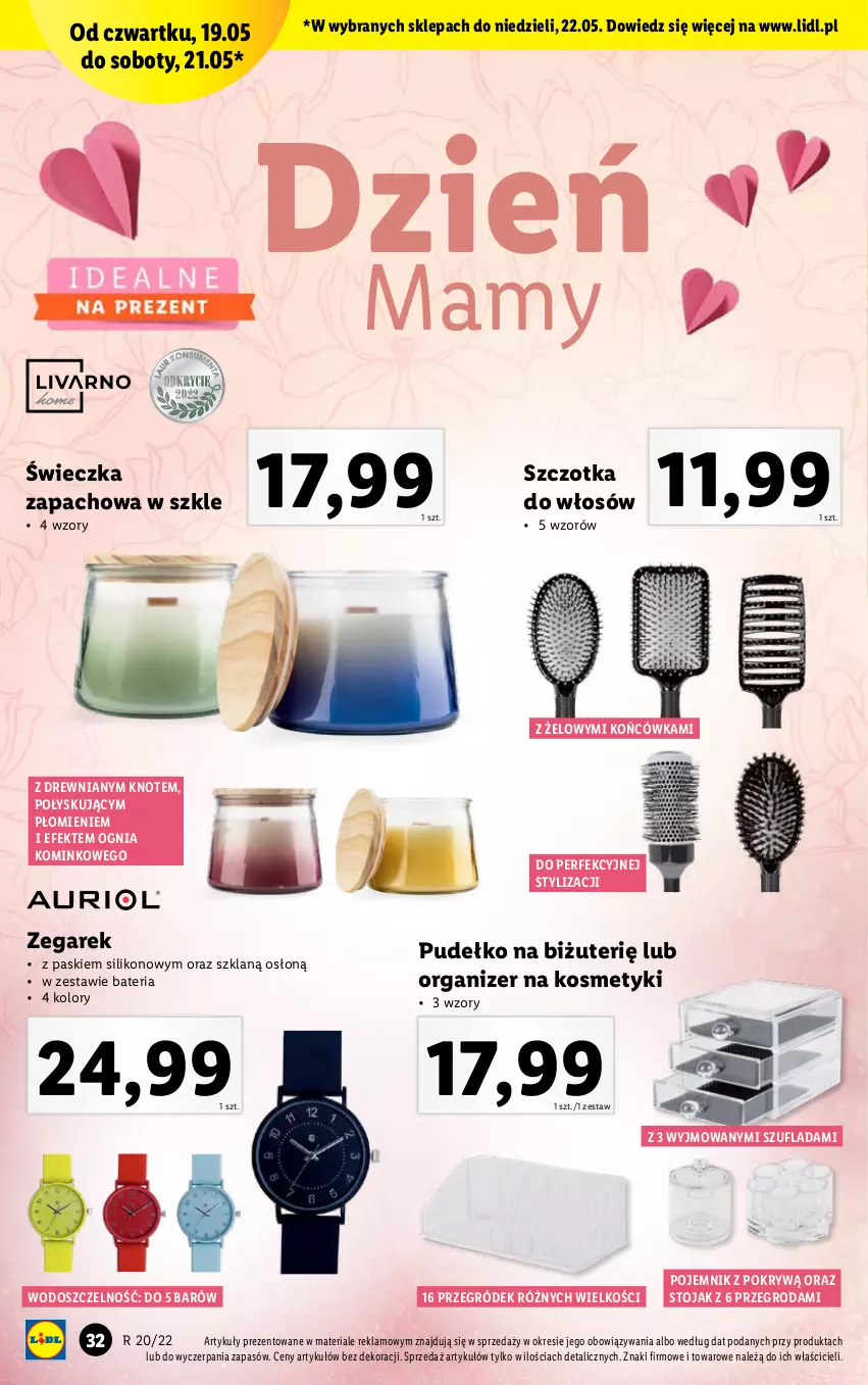 Gazetka promocyjna Lidl - GAZETKA - ważna 16.05 do 22.05.2022 - strona 34 - produkty: Bateria, Organizer, Pojemnik, Pudełko, Stojak, Szczotka, Szczotka do włosów, Zegar, Zegarek