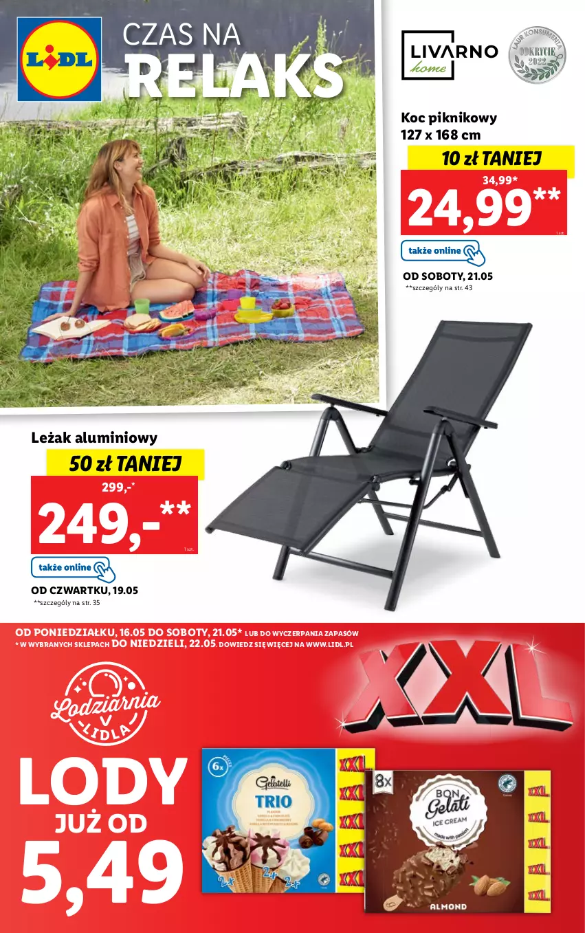 Gazetka promocyjna Lidl - GAZETKA - ważna 16.05 do 22.05.2022 - strona 48 - produkty: Koc, Lody