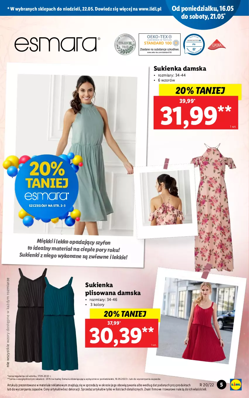 Gazetka promocyjna Lidl - GAZETKA - ważna 16.05 do 22.05.2022 - strona 5 - produkty: Por, Sukienka