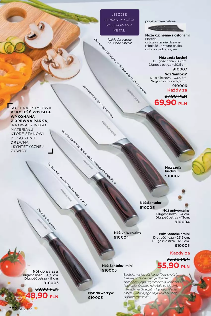 Gazetka promocyjna Faberlic - ważna 21.02 do 13.03.2022 - strona 252 - produkty: Fa, Noż, Nóż szefa kuchni, Nóż uniwersalny